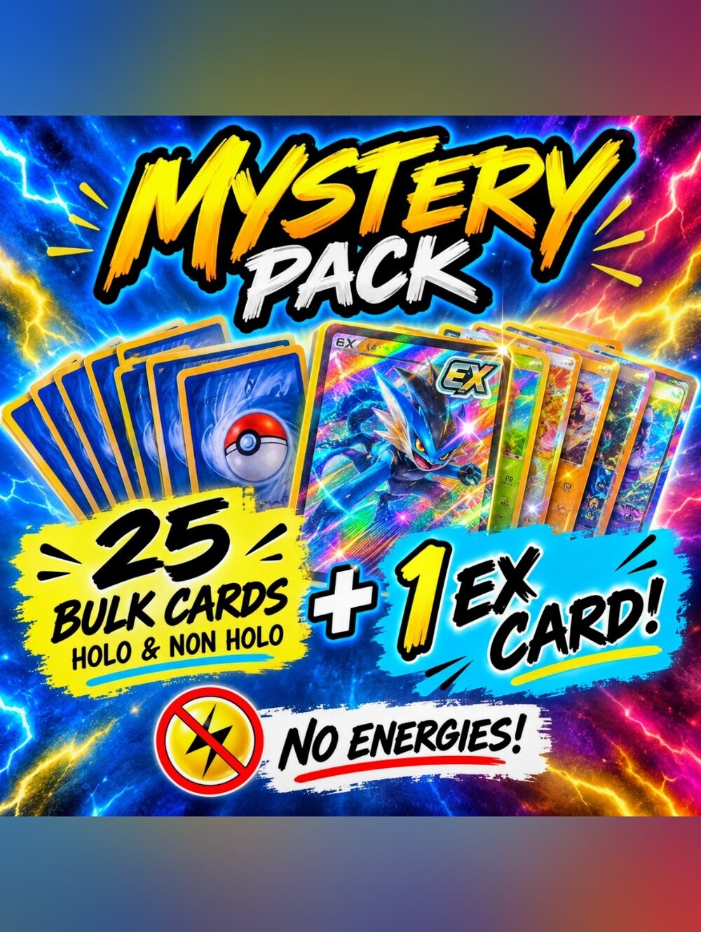 1 -Pokemon Pack- 1 pack of cards mixed with holos and non holos and 1 ex Hit